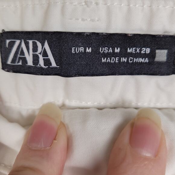 Zara womens white 100% cotton cargo utility pants size medium - Picture 3 of 11